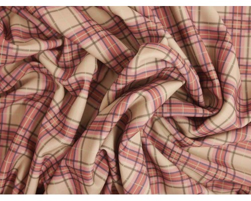 Single Jersey Fabric - Pink Tartan Print